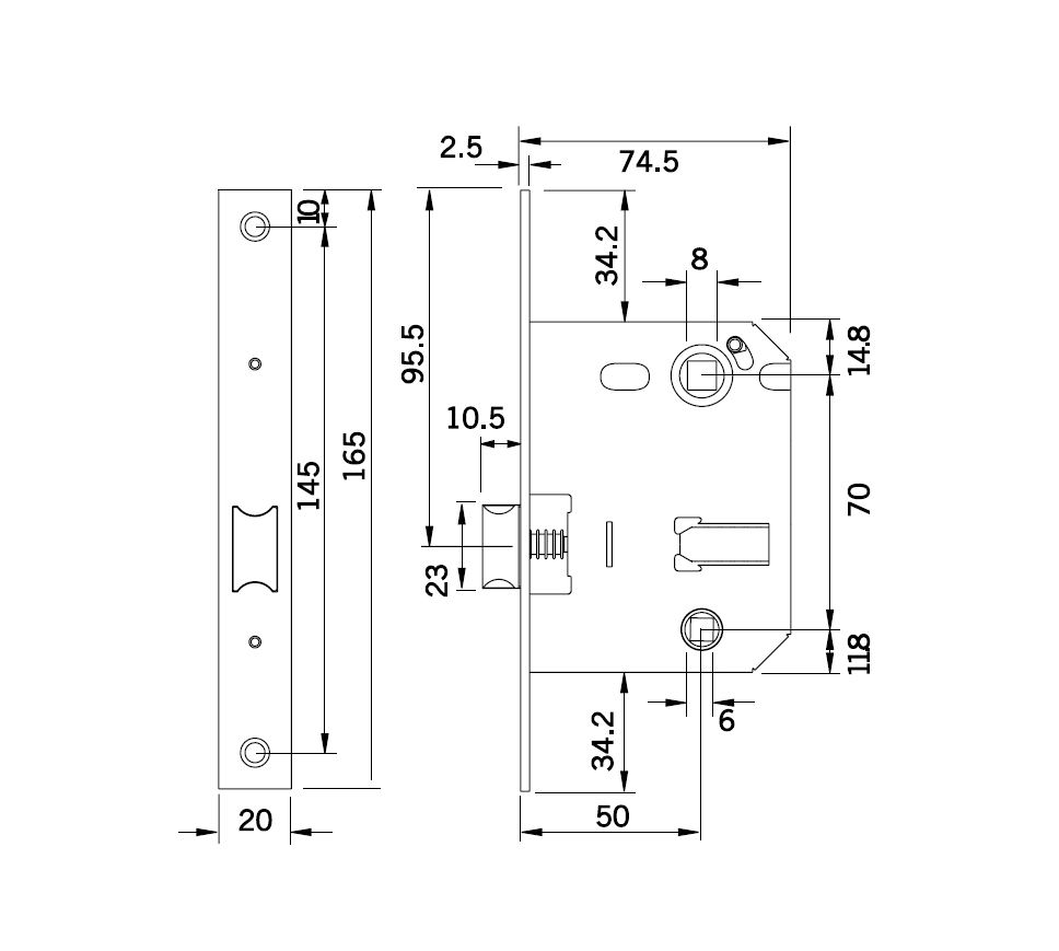 ✓ PICAPORTE UNIFICADO PARA PUERTA DE MADERA TESA 2004U – TOPCERRADURAS